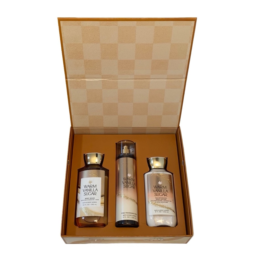 Bath & Body Works WARM VANILLA SUGAR | 3PC Gift Set | Lotion, Mist, Shower Gel